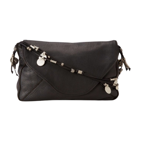 NWT Tylie Malibu Black Leather Gypsy Caravan Sultan Coins Large Crossbody Purse - Picture 1 of 16